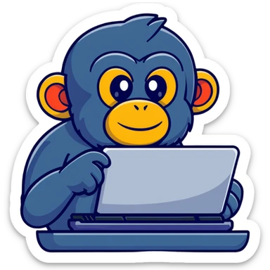 excited ape sending text messages on a computer keyboard sticker