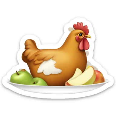 un poulet avec de la compote de pomme  sticker