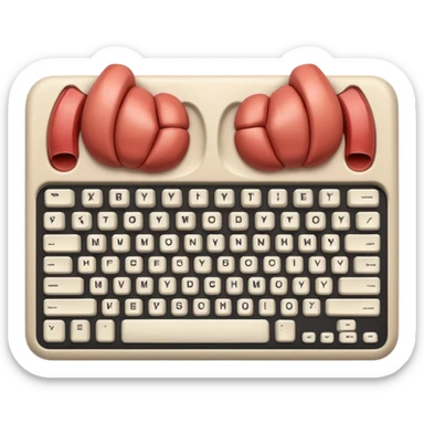 Computer keyboard missing keys, one spot replaced with exposed muscle. sticker