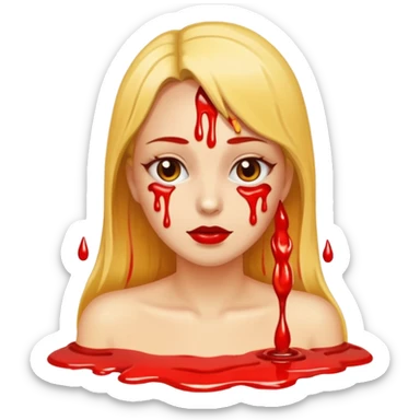 Woman dripping hot wax onto her own skin, controlled pain, ceremonial atmosphere sticker