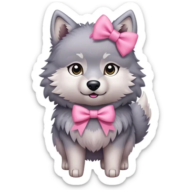 wolf with pink bow sticker