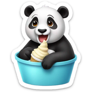 Panda eating ice cream sticker