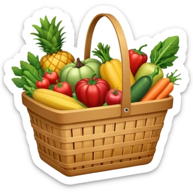 basket with supermarket products sticker