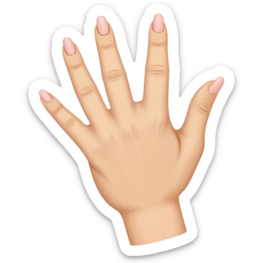 A regular hand with the thumb, index, and middle finger up and the ring and pinky finger down sticker