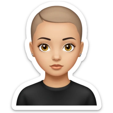 HAZEL EYES and BLACK BUZZ CUT LIGHT SKIN ROUND FACE GIRL sticker