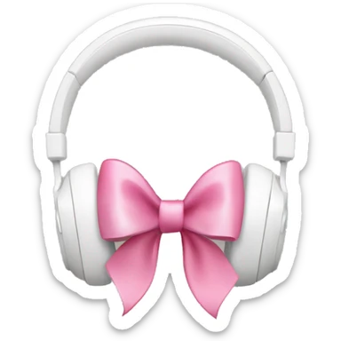 White headphones with small pink bows sticker