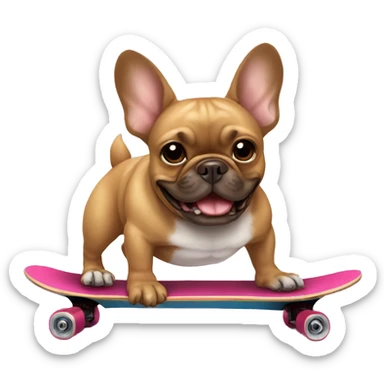 brown french bulldog on a skateboard sticker