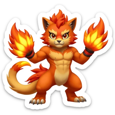 Pyroar-Litten-Fakémon-hybrid-creature (full body)  sticker
