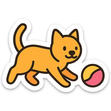 A cat chasing a ball that looks like the uploaded image sticker