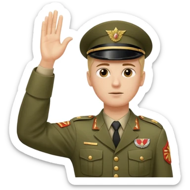 Solider giving a Roman salute with his hand held high and straight diagonally upward viewed from the side sticker