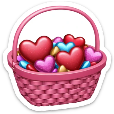 Romantic aesthetic shiny sparkly Valentine’s basket sticker