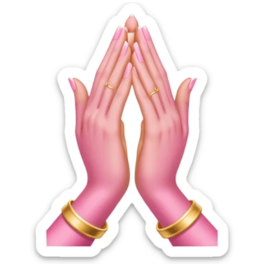 Pink prayer hands light gold sticker