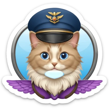 Cute ragdoll cat on a plane sticker