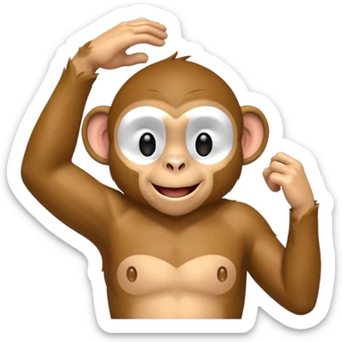 smiling monkey scratching armpit sticker