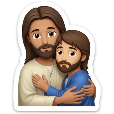 Niño abrazando a Jesús de Nazareth sticker