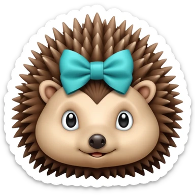 Hedgehog with a turquoise bow sticker