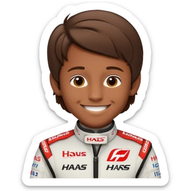 The Formula 1 Driver Oliver Bearman (brown volume hair)in Haas F1 Suit sticker