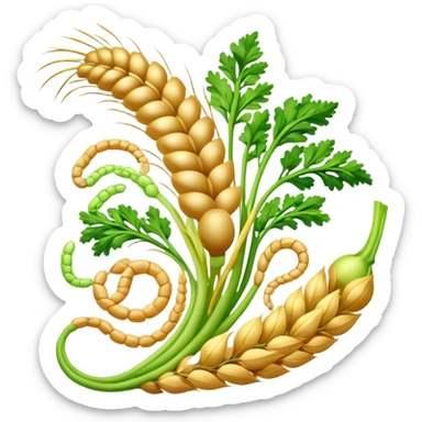 Golden wheat, green vegetables, colorful fruits, and tiny seeds surrounding a glowing digestive system. Light sparkles flow through the intestines, showing fiber's cleansing effect. All fiber-rich foods emit a soft glow as they contribute to digestive health. sticker