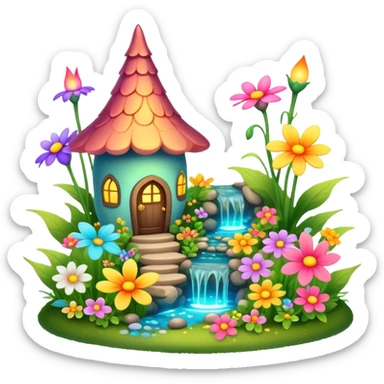 fairy garden with glowing flowers sticker