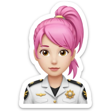 Commander Bloom – pink ponytail pilot in white uniform sticker