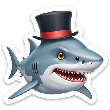 Shark with a top hat sticker
