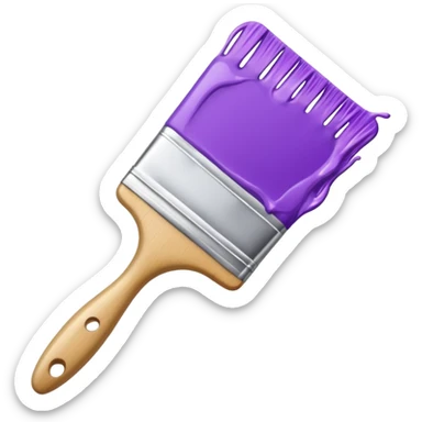Paint brush with purple paint in the end of the brush  sticker