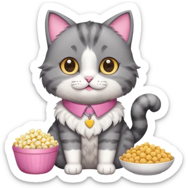 cute cat surrounded by snacks sticker