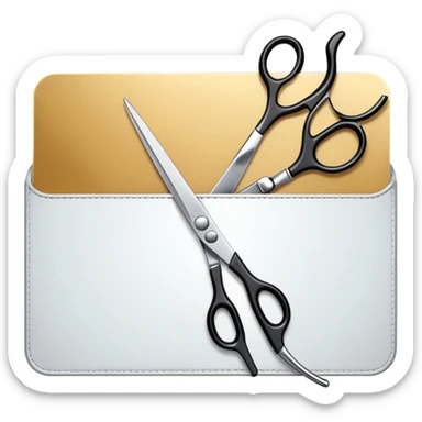 Hair salon gift card with scissors and comb sticker