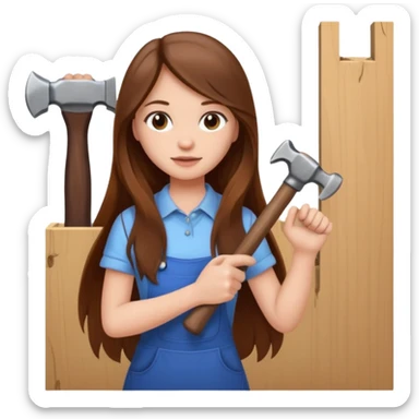 beautiful girl with long brown hair constructing new bedroom sticker