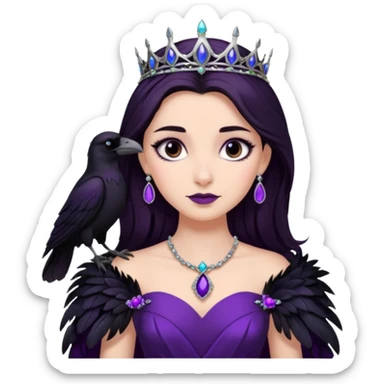 Raven Princess – feather brooch + plum gown sticker