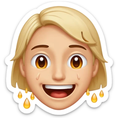 Crying but trying to smile face – shaky grin, tears streaming, chaos energy. sticker