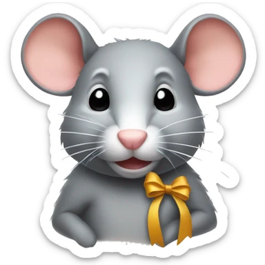 A rat with a bow sticker