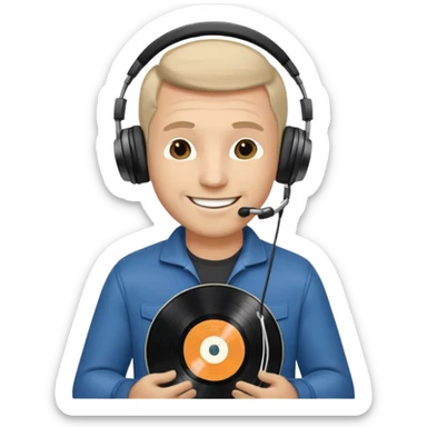 Vinyl Record Collector man  sticker