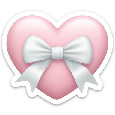 Pastel pink heart with white bow sticker
