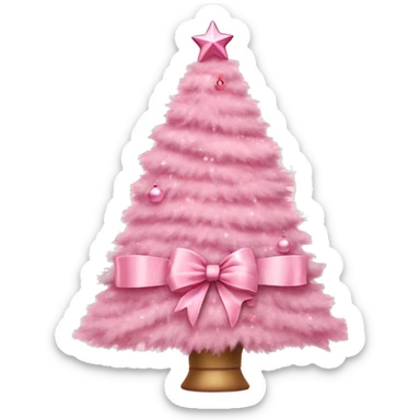 pastel pink decorated pink christmas tree with a pink bow and ribbons  sticker