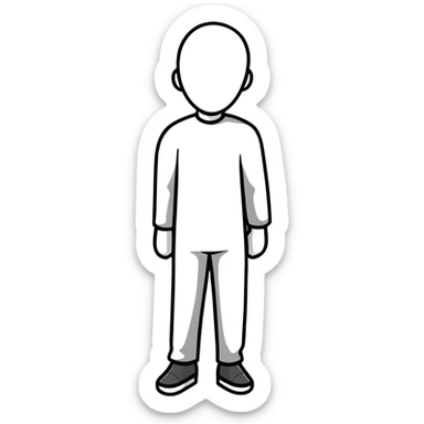 grey human silhouette frontal view with no facial features, no face, no eyes, no nose, no mouth, simple outline sticker
