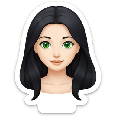 Beautiful lady with long black hair and green eyes looking happy  sticker