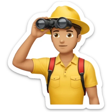 Male lifeguard – yellow shirt, binoculars in hand, scanning the sea sticker
