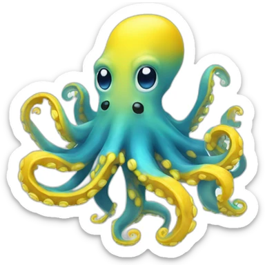 A blue octopus with a big smile with yellow under arms, blue coloured itself sticker