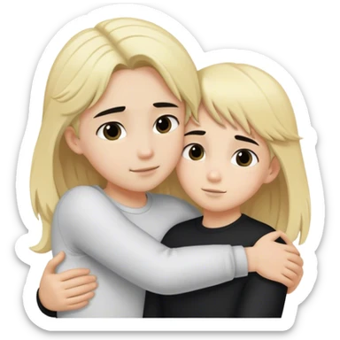 Girl with blonde hair hugging boy with black hair  sticker