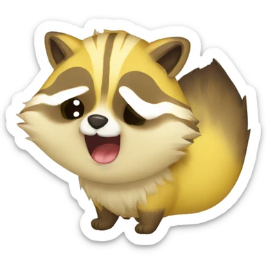 create me a cute  yellow raccoon emot crying sticker