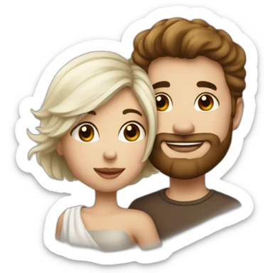 Couple bisous homme femme blanc brun sticker