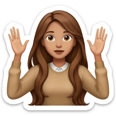 Women with long hair with her hands up and  sticker