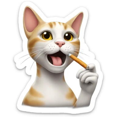 Cat smoking a cigarette sticker