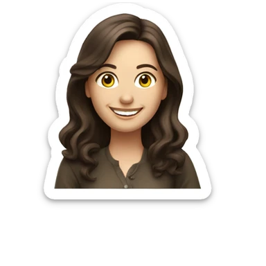 A happy caucasian brunette on a laptop sticker