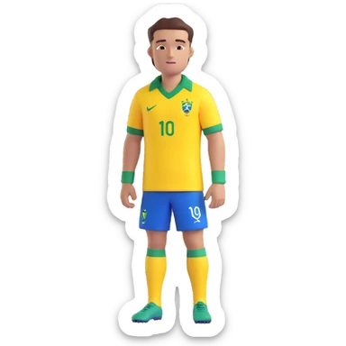 Brazil soccer national team jersey, classic yellow with green collar and cuffs, short sleeves, no text, minimal background sticker