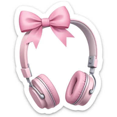 Headphones with a aesthetic pink bow sticker