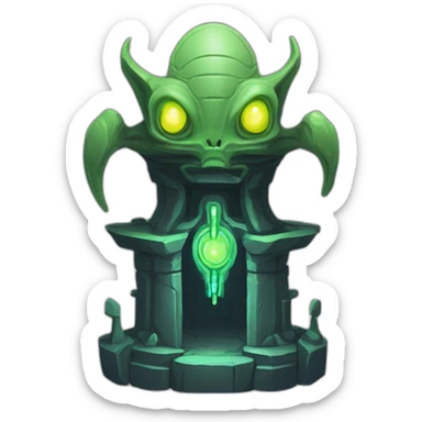 alien temple scifi roguelike rpg style inspired by slay thee spire sticker