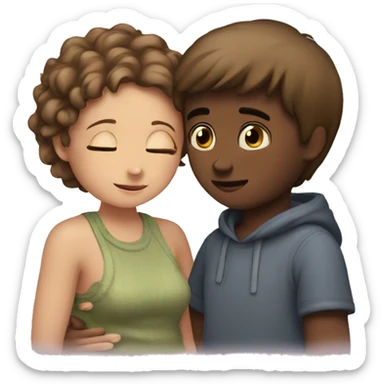 A boy and a girl cuddling  sticker