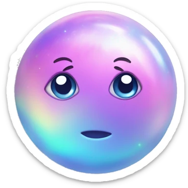 Pastel iridescent Sparkly Nebula galaxy orb, blue pink light blue dark blue purple, cartoony sticker